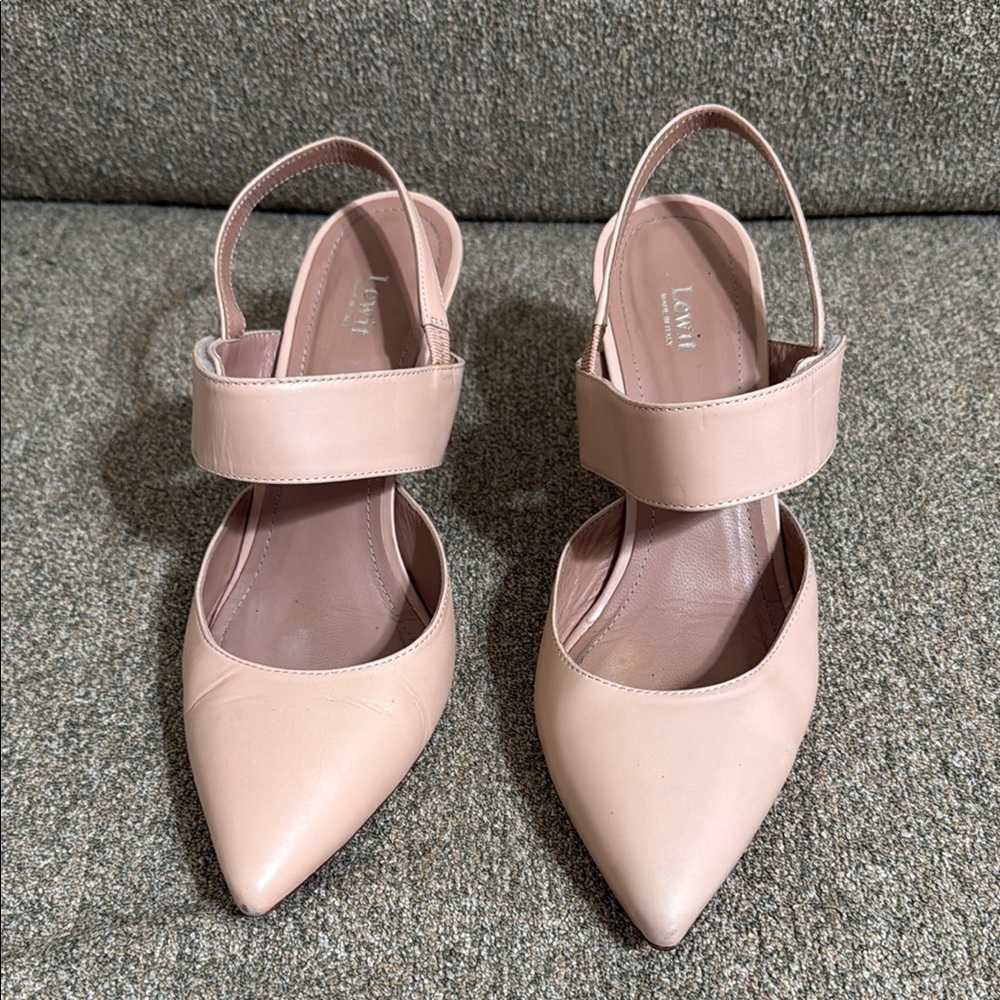 Lewit Viola Pump Pink Leather Adjustable Strap Pointed Made in Italy Size 40 9.5